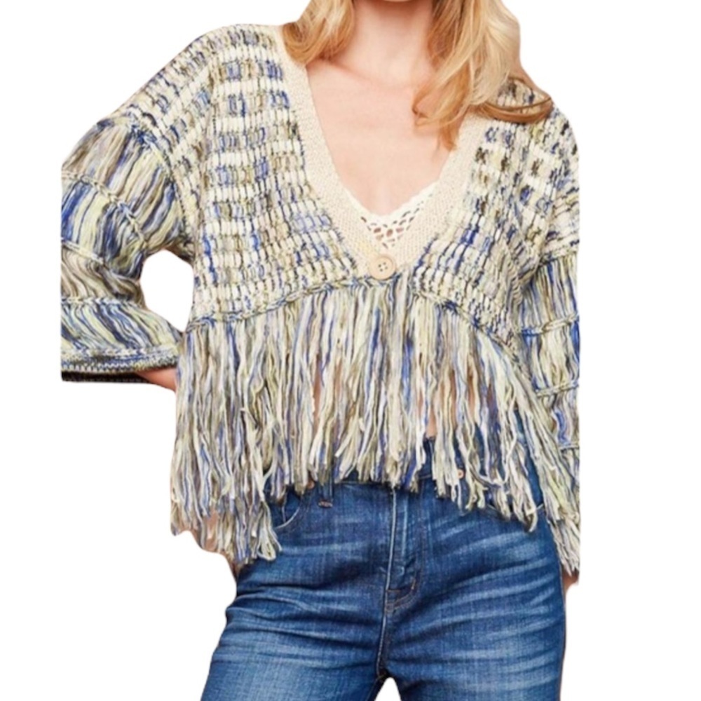 HAYDEN Cropped Fringe Cardigan Size M